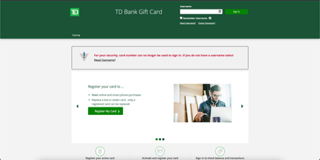 www.tdbank.comgiftcardinfo – Access TD Bank Visa Gift Card Online